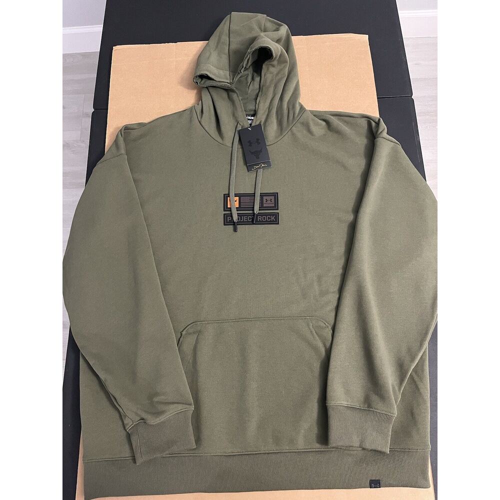 NWT Under Armour Project Rock 2XL XXL Adult Hoodie Green Workout Casual Mens